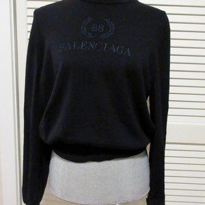 Balenciaga Logo Wool Sweater Navy blue